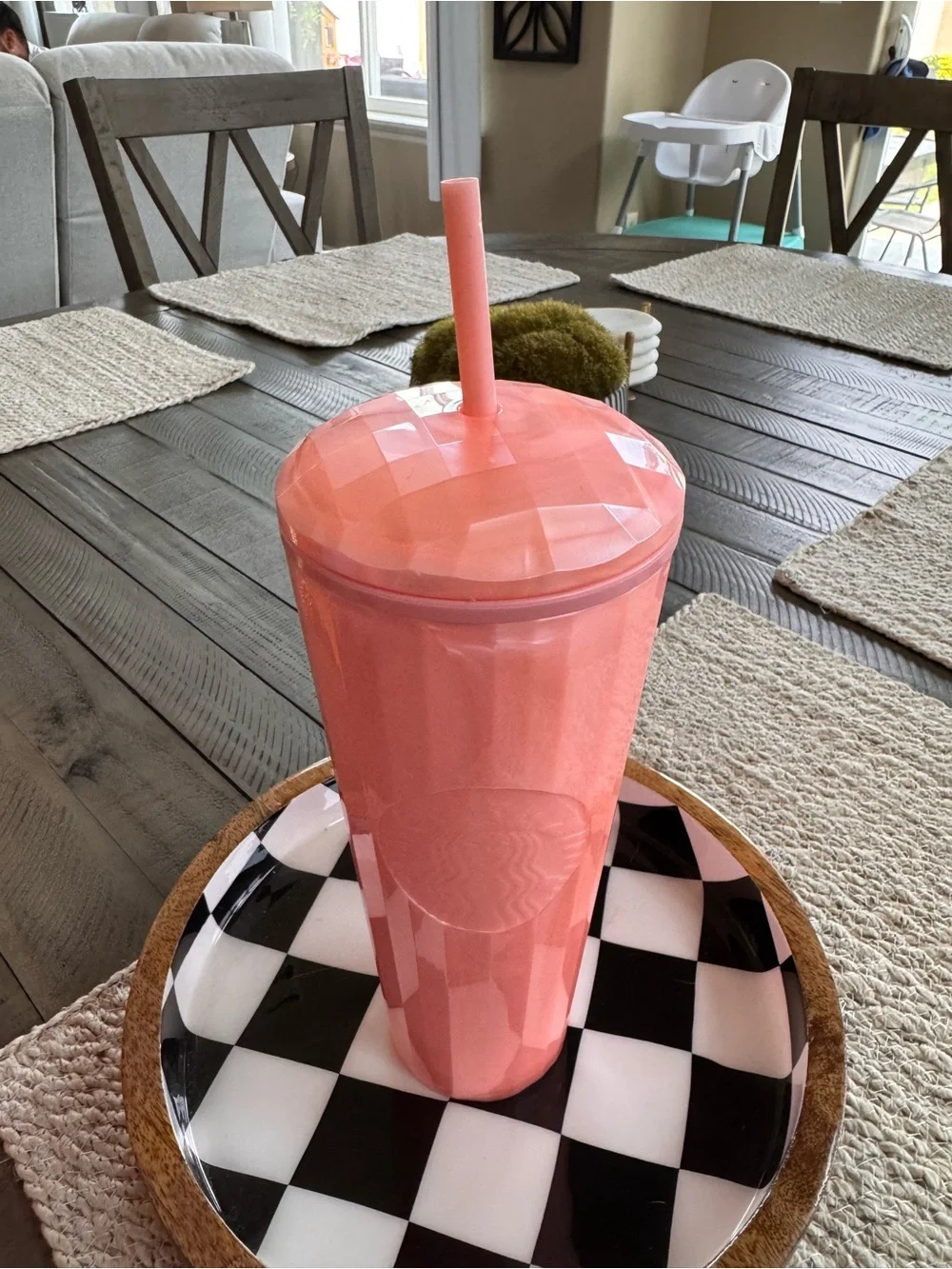 Starbucks Coral Pink Reusable Tumbler with Straw